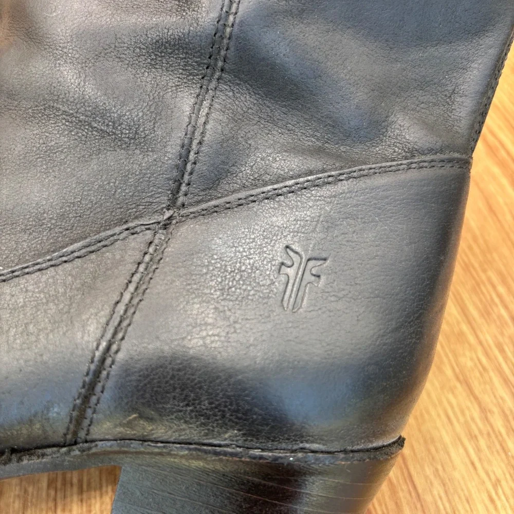 Frye Jackie Button Short Black Boot 76580 Western Womens 9.5 B Black Leather